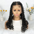 Braided Wigs 16inches Full Lace Swiss Lace Large Box Braids Boho Hairstyles Curly End Wigs for Women Short Bob Wig Knotless