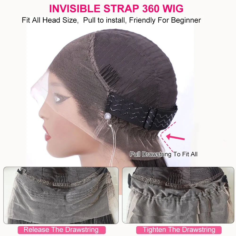 250 Density Deep Wave Frontal Wig Invisible Strap 360 HD Full Lace Glueless Wig 30 Inch Water Wave Lace Front Wig Human Hair