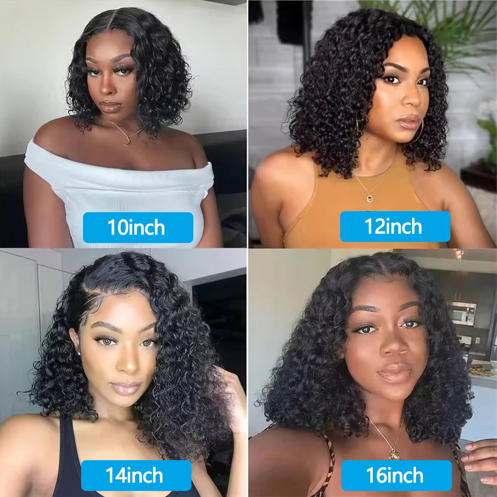 4x4 Water Wave Bob Glueless Wigs Human Hair For Women Deep Curly Human Hair Wig Ready To Go Human Hair Wigs Pre Cut Glueless Wig