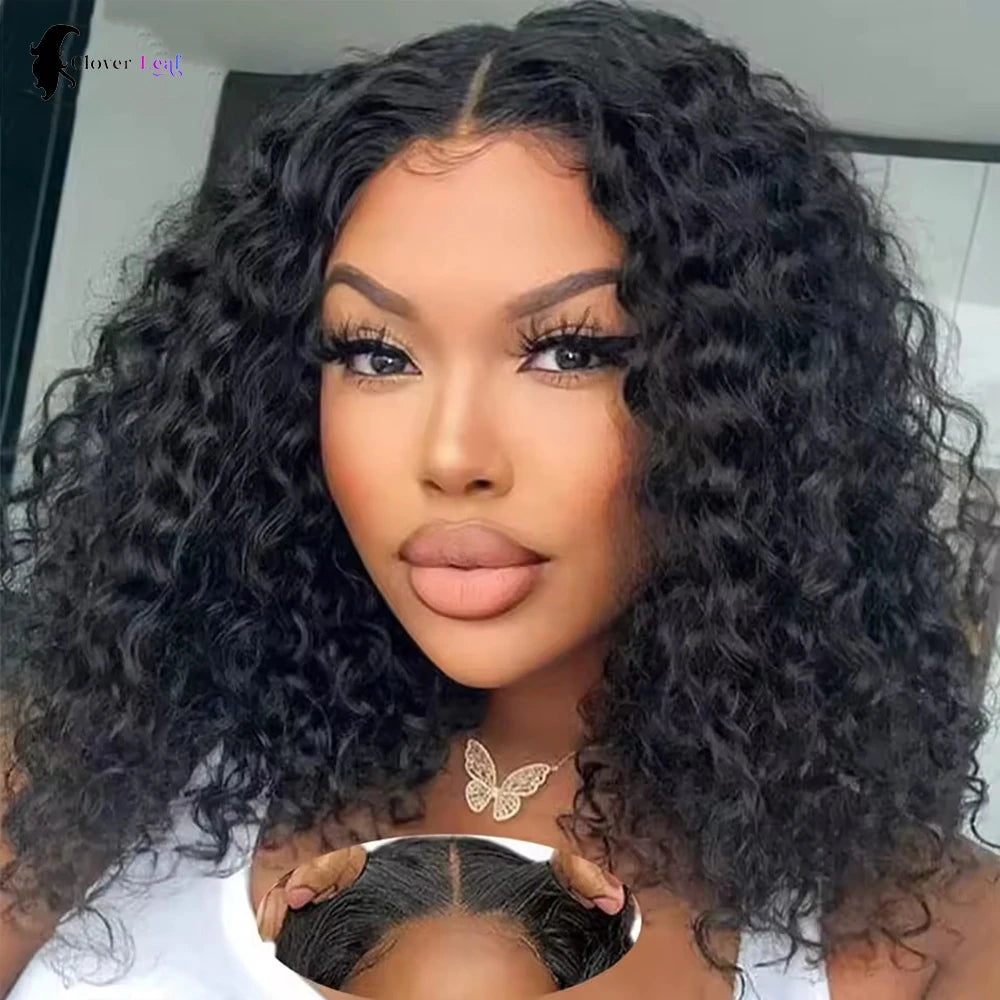 4x4 Water Wave Bob Glueless Wigs Human Hair For Women Deep Curly Human Hair Wig Ready To Go Human Hair Wigs Pre Cut Glueless Wig