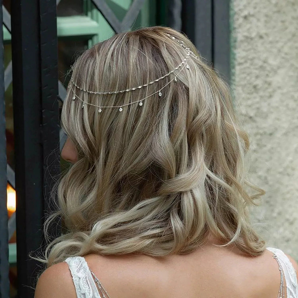 Fashion Boho Crystal Head Chain Wedding Hair Accessories Elegant Headpiece Bling Bridal Forehead Chain Indian Jewelry Gifts