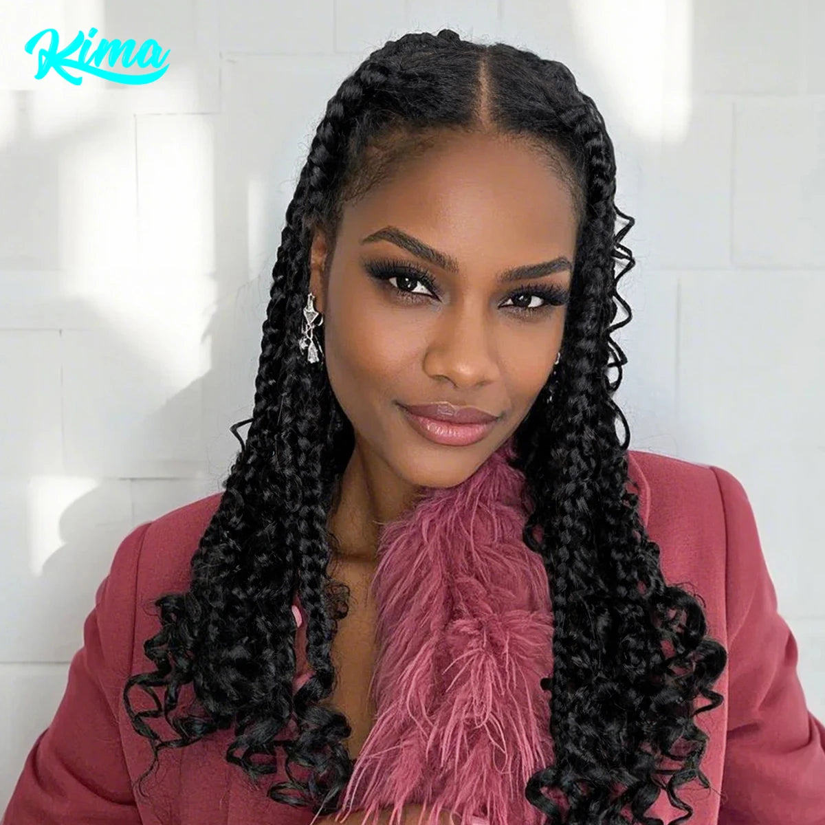 Braided Wigs 16inches Full Lace Swiss Lace Large Box Braids Boho Hairstyles Curly End Wigs for Women Short Bob Wig Knotless