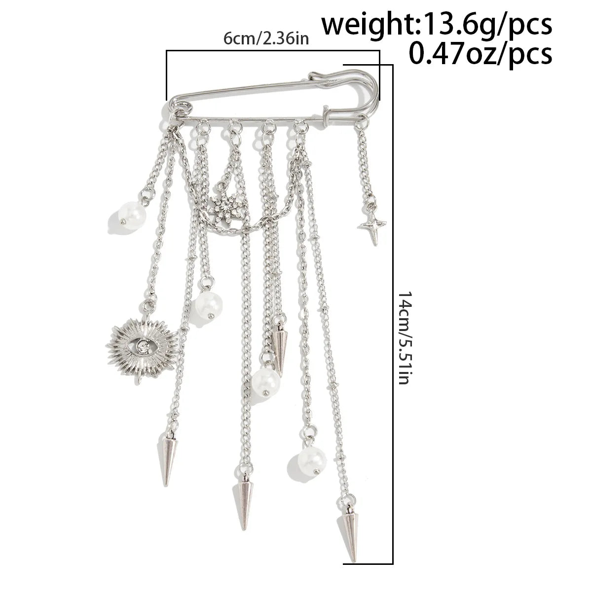 Fashion Evil Eye Pearl Brooch Detachable Tassel Fixed Clothes Pin Waist Buckle Button Clasps Trouser Leg Decorative
