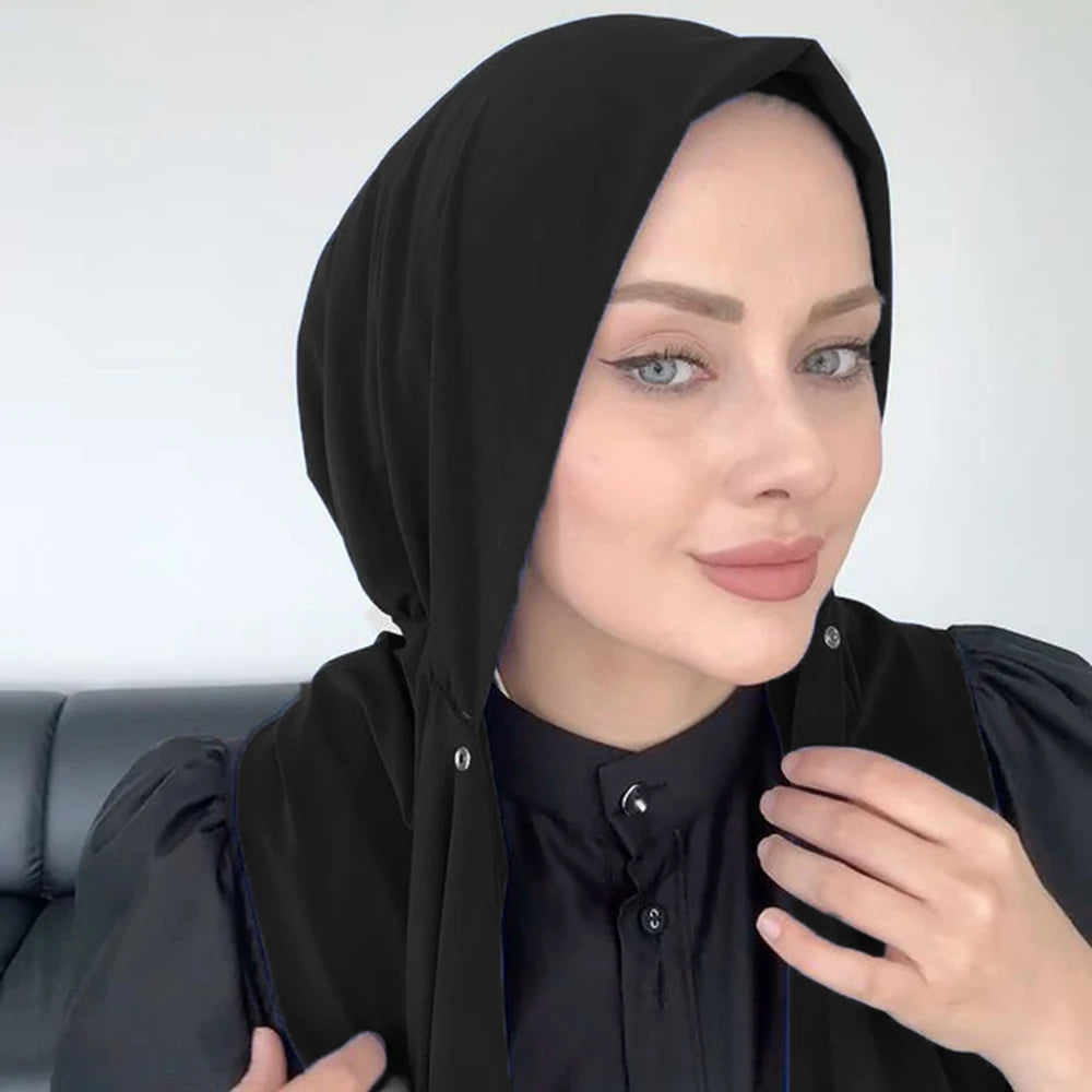 Instant Hijab with Button Ready to Wear Muslim Women Scarf Full Cover Head Wraps Islam Turban Caps Turbante Mujer