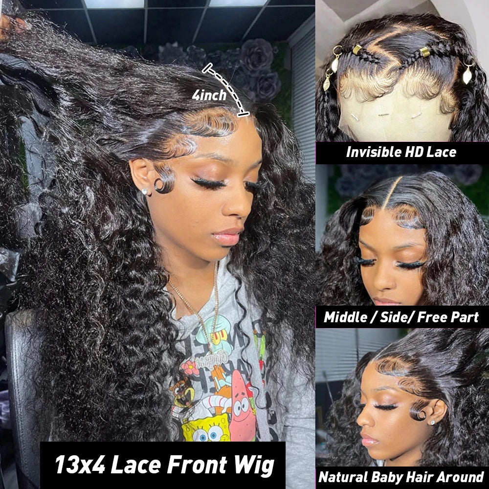 30 Inch 13X6 Deep Wave Lace Front Wigs Human Hair Water Wave Frontal Wig HD Lace Front Wigs Human Hair 13x4 Curly Human Hair Wig