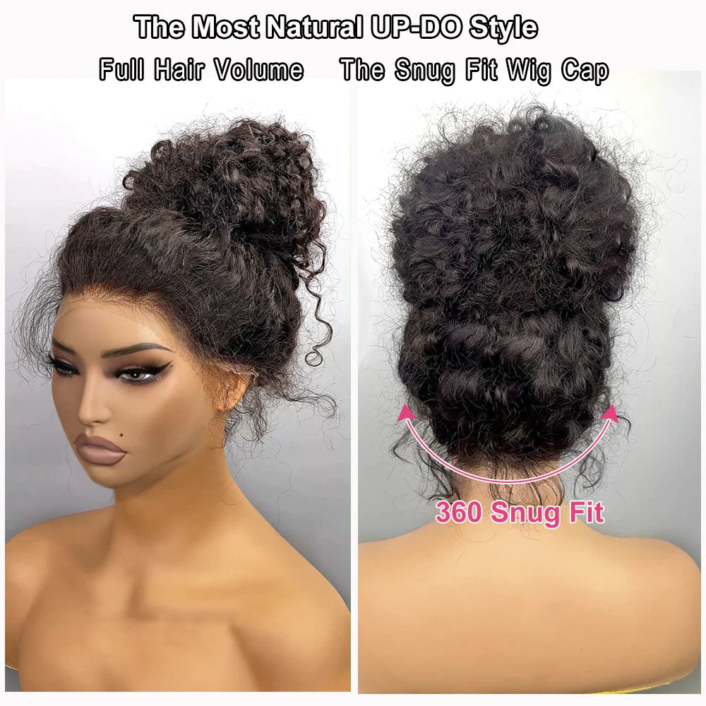 250 Density Deep Wave Frontal Wig Invisible Strap 360 HD Full Lace Glueless Wig 30 Inch Water Wave Lace Front Wig Human Hair