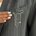 Fashion Evil Eye Pearl Brooch Detachable Tassel Fixed Clothes Pin Waist Buckle Button Clasps Trouser Leg Decorative